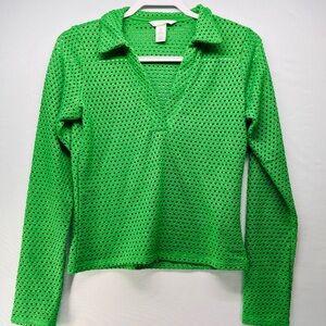 H&M Vibrant Green‎ Crochet Blouse